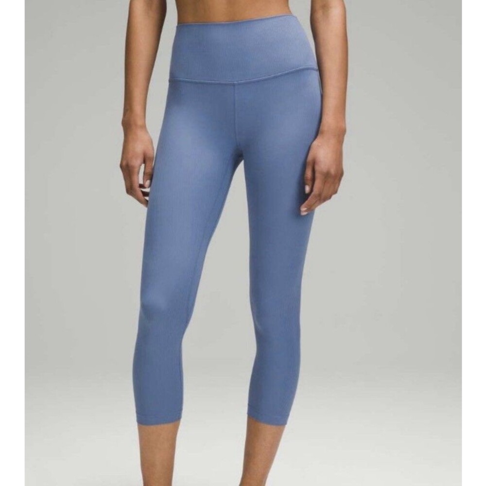 Lululemon Align Leggings Ribbed High-Rise Crop 23" Utility Blue Sz 14 Ceil Blue